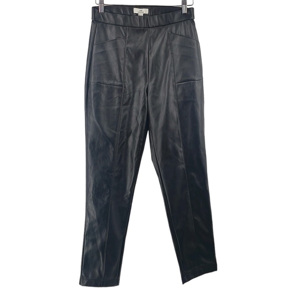 H by Halston black faux leather stretch pants front pockets NWT sz sm - Picture 1 of 11